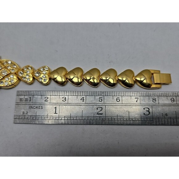 Diplomat Japan Quartz Heart Link Rhinestone Gold Tone Bracelet Watch New Battery - Picture 9 of 12
